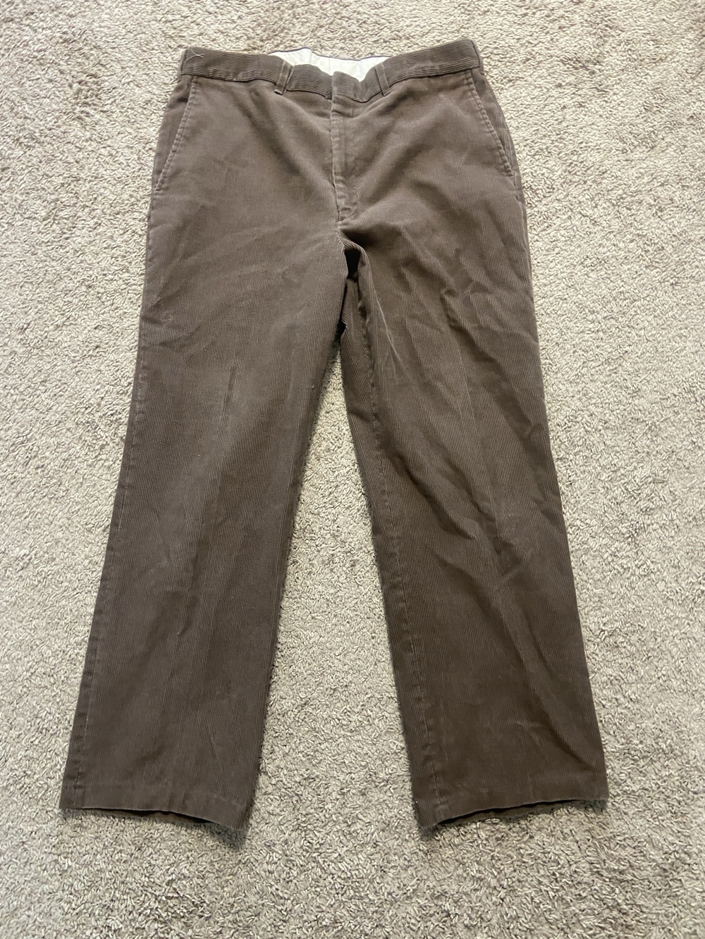 Haggar Pants Mens 36x29 Brown Corduroy Chino Straight Leg Casual Pockets